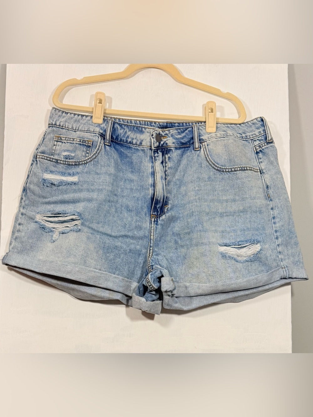 Fashion Nova Light Blue Distressed Denim Shorts